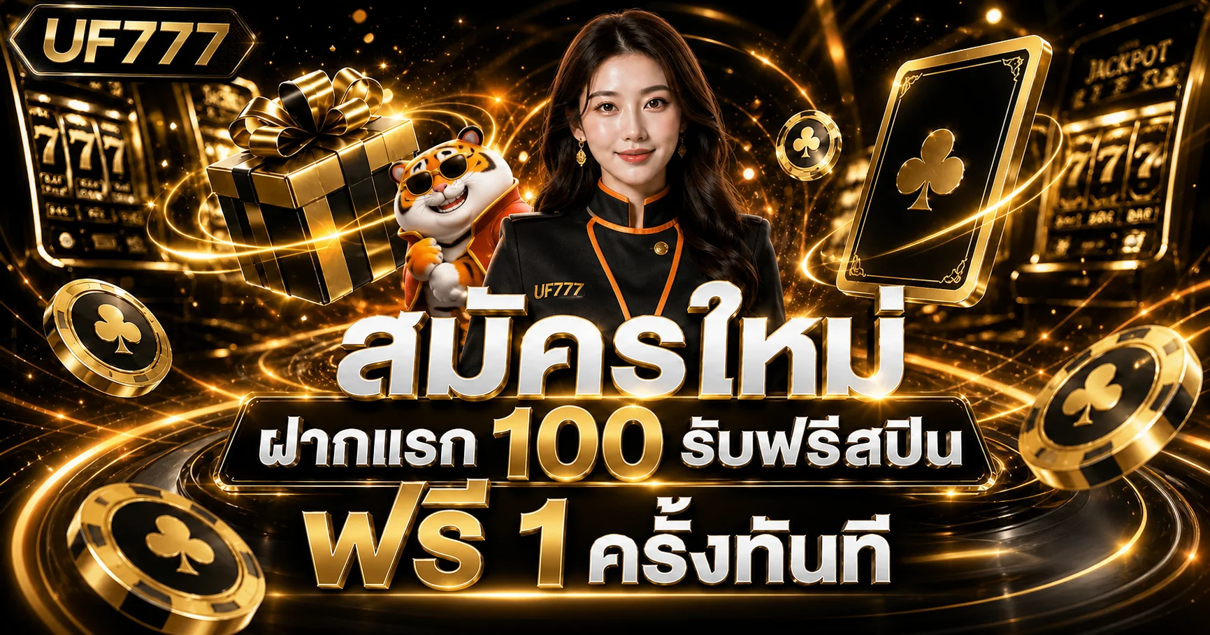 โปรโมชันสมัครใหม่ UF777 พร้อมมาสคอตเสือ